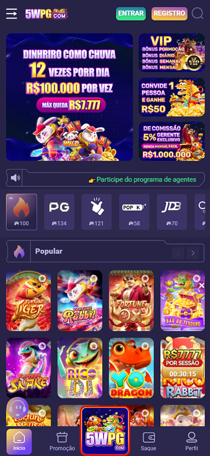 APP premium da 5wpg.com para mobile